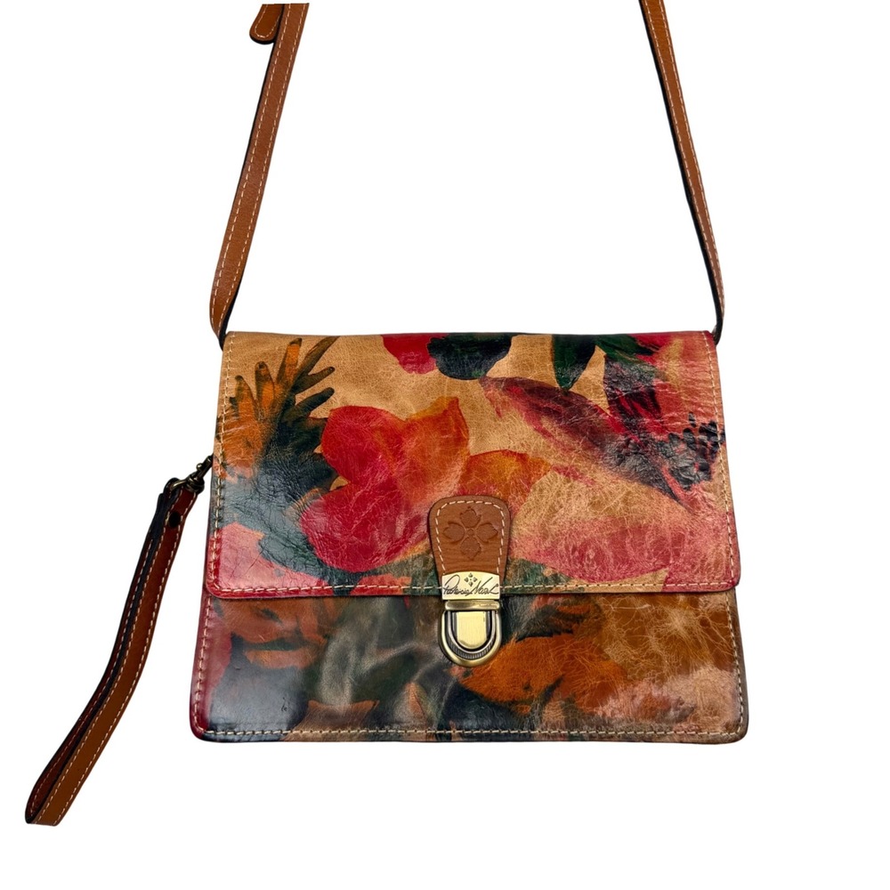 Patricia Nash Hand Painted Floral Leather Crossbody Romantic Boho Artisan Bag